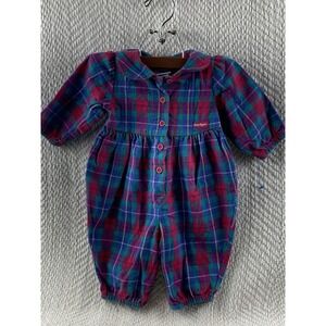 Vintage OshKosh Baby B'gosh Bubble Romper 3-6 Mos Multi Color Block Plaid USA